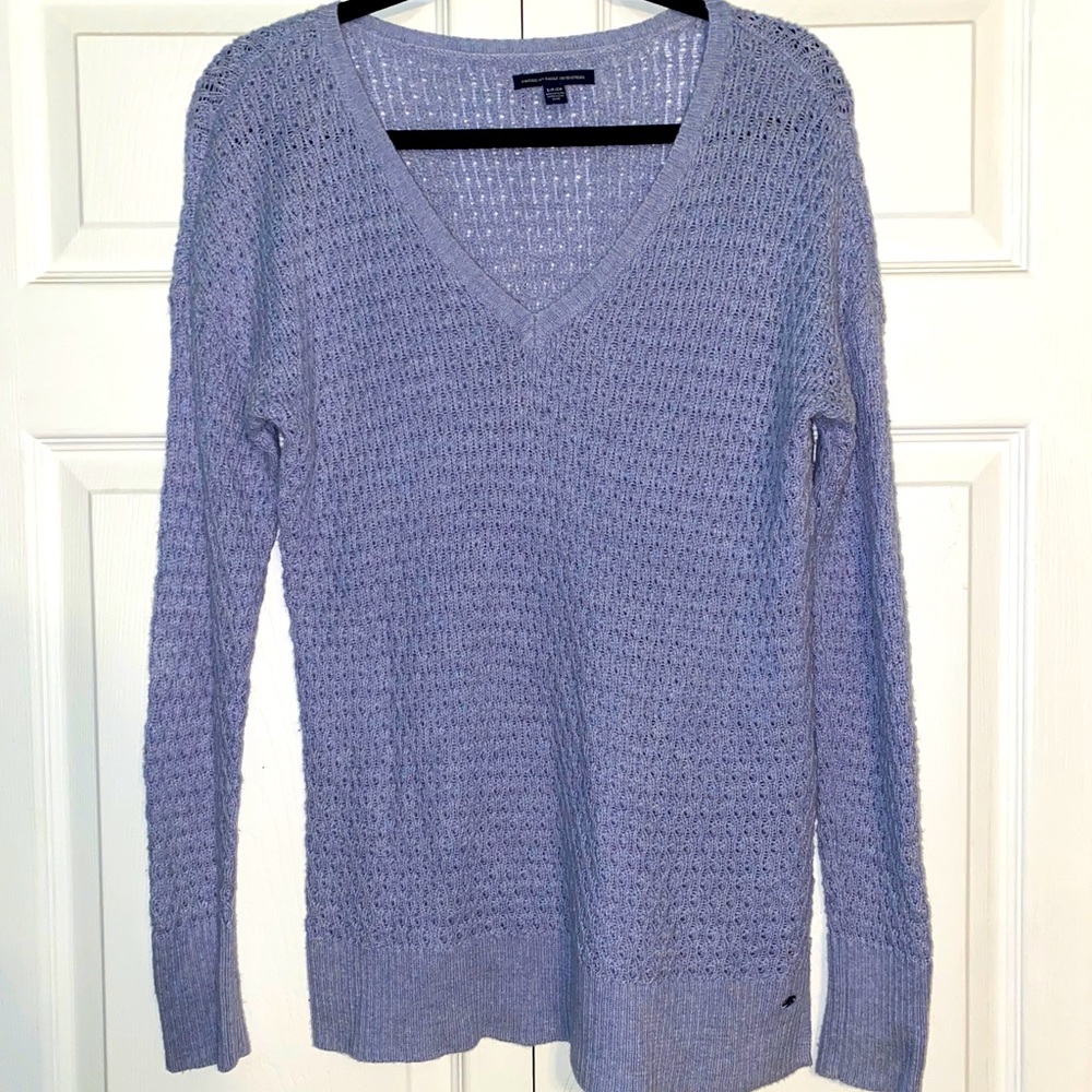 American Eagle Purple V- Neck Sweater
